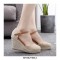 Slope Round Toe Buckle Straps Wedges Heels Platforms Sandals - Beige