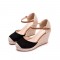 Slope Round Toe Buckle Straps Wedges Heels Platforms Sandals - Black