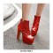 Chunky Heels Round Toe Platforms Sequiny Shiny Ankle Boots - Black