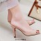 Stiletto Heels Peep Toe Summer Style Casual Part Beach Slipper Sandals - Apricot Tan Patent