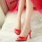 Stiletto Heels Peep Toe Summer Style Casual Part Beach Slipper Sandals - Red Patent
