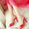 Stiletto Heels Peep Toe Summer Style Casual Part Beach Slipper Sandals - Red Patent