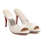 Stiletto Heels Peep Toe Summer Style Casual Part Beach Slipper Sandals - White Patent