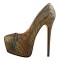 Round Toe Stiletto Heels Platforms Glossy Sequins Pumps - Gold Faux Leather