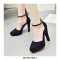 Pointed Toe Platforms Ankle Straps Stiletto Pumps - Black