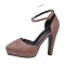 Pointed Toe Platforms Ankle Straps Stiletto Pumps - Khaki