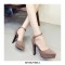 Pointed Toe Platforms Ankle Straps Stiletto Pumps - Khaki