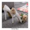 Round Toe Floral Lace Covered Stiletto Heels Platforms Wedding Pumps - Beige