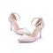 Pointed Toe Ankle Buckle Straps Lace Decorated Point Heels Wedding Dorsay Pumps - White