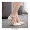 Pointed Toe Ankle Buckle Straps Lace Decorated Point Heels Wedding Dorsay Pumps - White