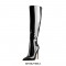 Stiletto Heels Platform Knee High Pointed Toe Booties with Side Zipper - Black