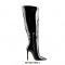 Stiletto Heels Platform Knee High Pointed Toe Booties with Side Zipper - Black