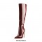 Stiletto Heels Platform Knee High Pointed Toe Booties with Side Zipper - Burgundy