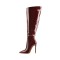Stiletto Heels Platform Knee High Pointed Toe Booties with Side Zipper - Burgundy