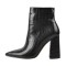 Pointed Toe Chunky Heels Crocodile Pattern Ankle Highs Boots - Black Faux Leather