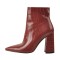 Pointed Toe Chunky Heels Crocodile Pattern Ankle Highs Boots - Brown Faux Leather