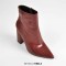 Pointed Toe Chunky Heels Crocodile Pattern Ankle Highs Boots - Brown Faux Leather