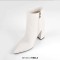 Pointed Toe Chunky Heels Crocodile Pattern Ankle Highs Boots - White Faux Leather