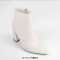 Pointed Toe Chunky Heels Crocodile Pattern Ankle Highs Boots - White Faux Leather