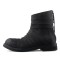 Round Toe Punk Rock Style Genuine Spliced Leather Mid Calf Handmade Ankle Highs Zipper Unisex Boots - Black