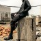 Round Toe Punk Rock Style Genuine Spliced Leather Mid Calf Handmade Ankle Highs Zipper Unisex Boots - Black