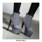 Round Toe Stiletto Heels Platforms Ankle Boots with Zipper - Blue