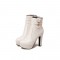 Cuban Heels Platform Ankle Lita Boots - Beige