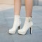 Cuban Heels Platform Ankle Lita Boots - Beige