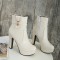 Cuban Heels Platform Ankle Lita Boots - Beige