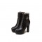 Cuban Heels Platform Ankle Lita Boots - Black