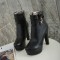 Cuban Heels Platform Ankle Lita Boots - Black