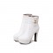 Cuban Heels Platform Ankle Lita Boots - White