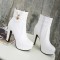 Cuban Heels Platform Ankle Lita Boots - White