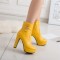 Cuban Heels Platform Ankle Lita Boots - Yellow