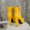 Cuban Heels Platform Ankle Lita Boots - Yellow