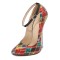 Pointed Toe Stiletto Heels Ankle Buckle Straps Patchwork Pattern Pumps - Orange Patent