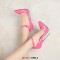 Pointed Toe Stiletto Heels Ankle Buckle Straps Pumps - Silver Patent