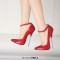 Pointed Toe Stiletto Heels Ankle Buckle Straps Pumps - Red Patent