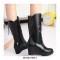 Round Toe Wedges Pull On Plush Fur Winter Ankle Boots - White