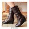 Round Toe Wedges Pull On Plush Fur Winter Ankle Boots - White