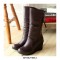 Round Toe Wedges Pull On Plush Fur Winter Ankle Boots - White