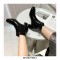 Chunky Heels Autumn Solid Ankle Boots with Back Zipper - Black