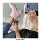 Chunky Heels Autumn Solid Ankle Boots with Back Zipper - Pink