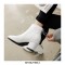 Chunky Heels Autumn Solid Ankle Boots with Back Zipper - White