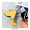Chunky Heels Autumn Solid Ankle Boots with Back Zipper - Yellow