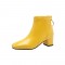 Chunky Heels Autumn Solid Ankle Boots with Back Zipper - Yellow