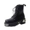 Round Toe Ankle High Lace Up Metal Decor Chunky Heels Platforms Punk Boots - Black
