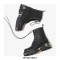 Round Toe Ankle High Lace Up Metal Decor Chunky Heels Platforms Punk Boots - Black