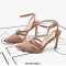 Pointed Toe Rivet Decorated Stiletto Heels Ankle Buckle Straps Sandals - Pink