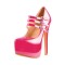Stiletto Heels Round Toe Mary Janes Platform Patent Ankle Booties - Pink